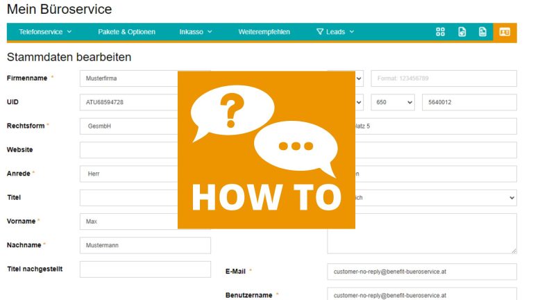 Einstellungen für Ihr Büroservice