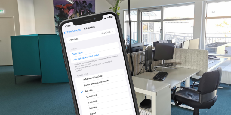 Handy mit Klingeltoneinstellung im Büro